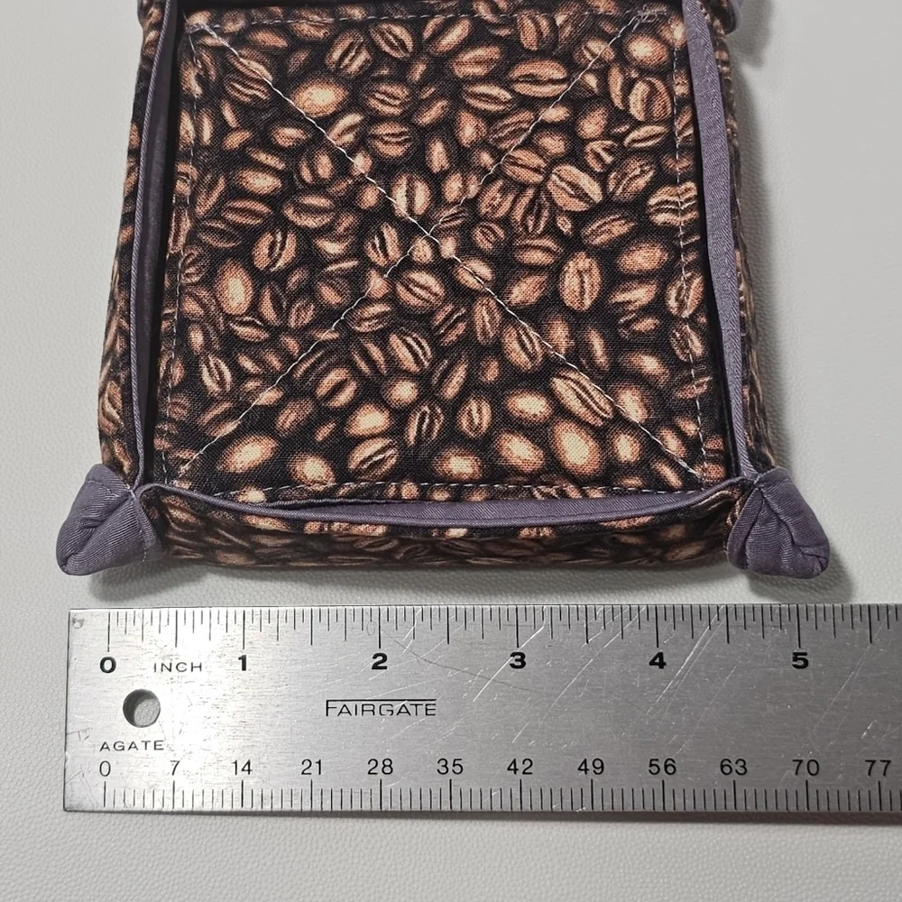 Handmade Cotton Coffee Print Washable Reversible Set Of 6 Coasters